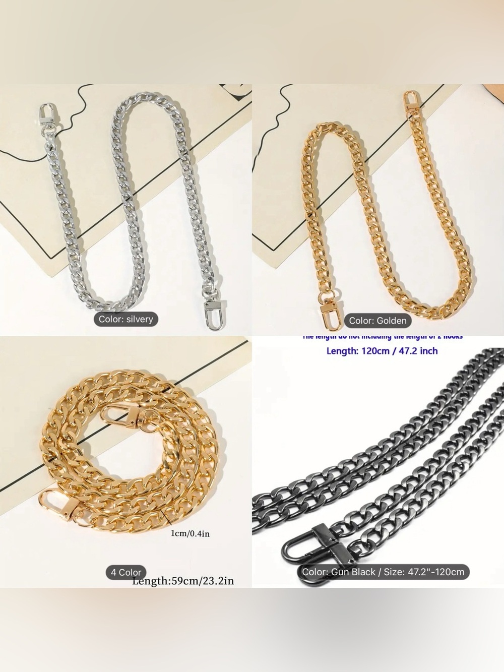 Crossbody chain replacement purse strap